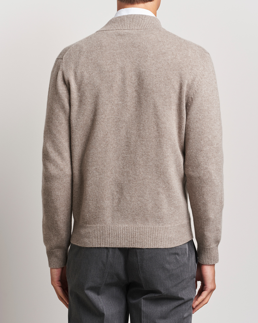Herre | Trøjer | Canali | Wool/Cashmere Full Zip Sweater Beige