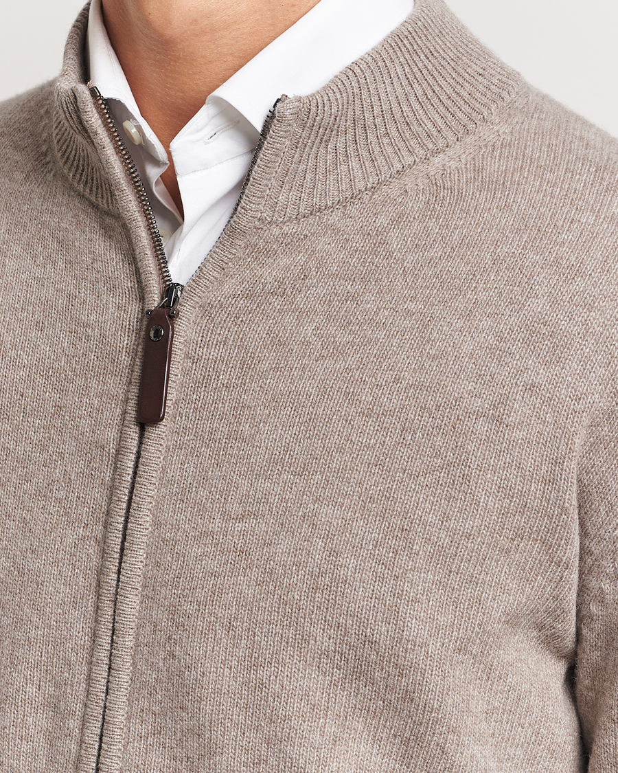 Herre | Trøjer | Canali | Wool/Cashmere Full Zip Sweater Beige