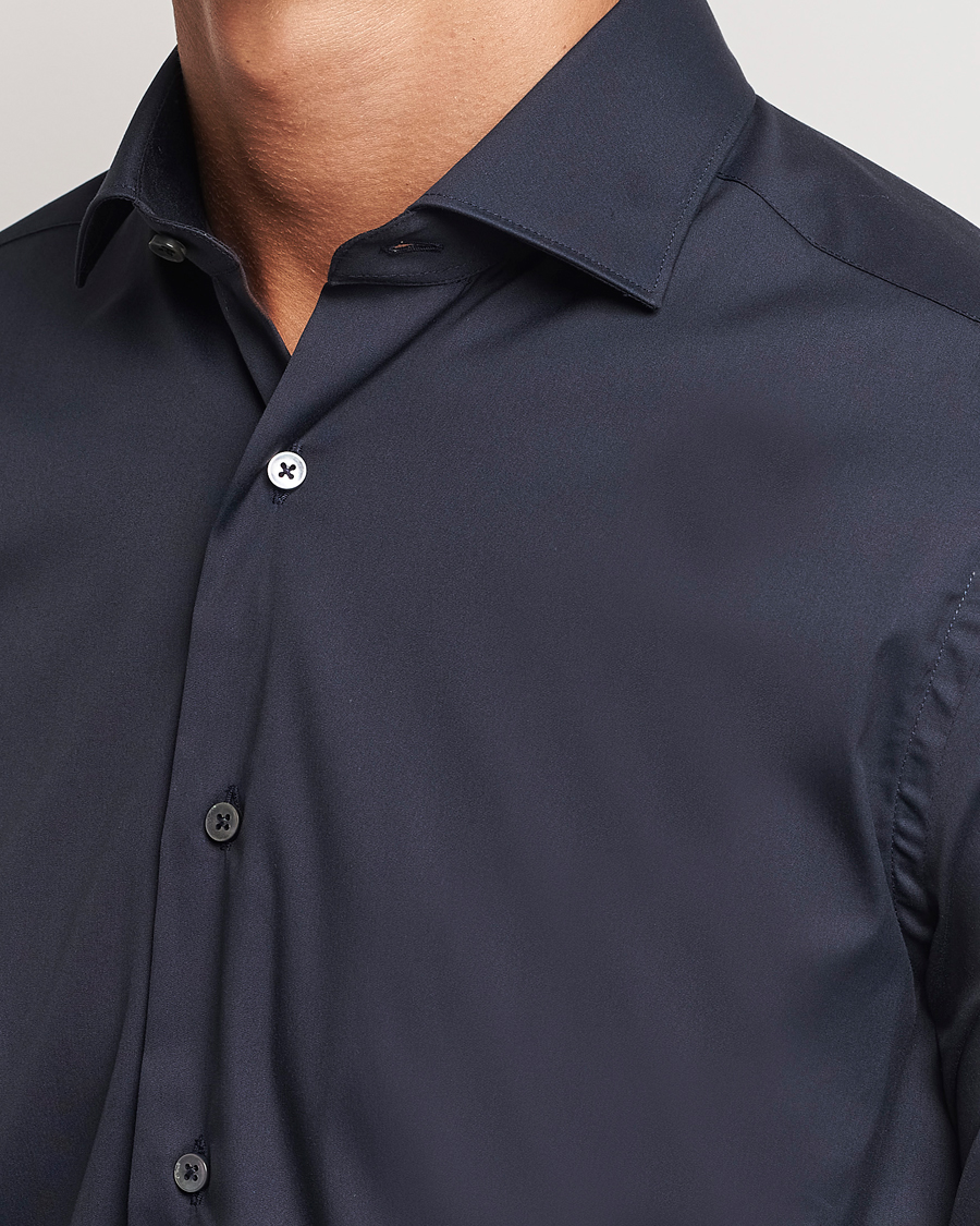 Herre | Skjorter | Canali | Slim Fit Cotton/Stretch Shirt Navy