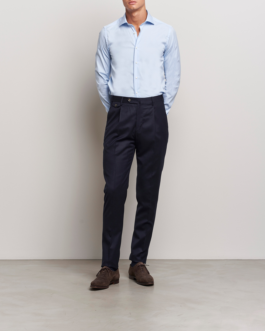 Herre | Skjorter | Canali | Slim Fit Cotton/Stretch Shirt Light Blue