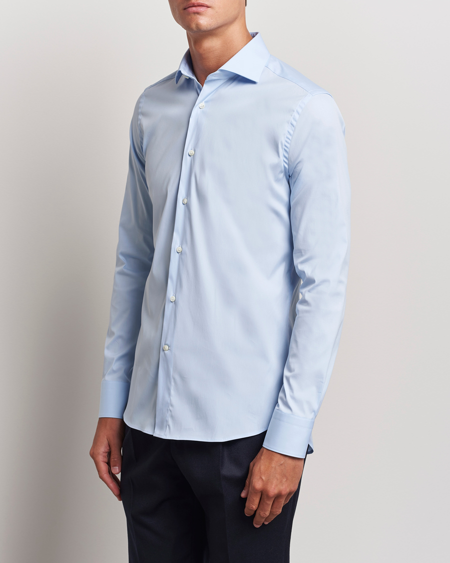 Herre | Skjorter | Canali | Slim Fit Cotton/Stretch Shirt Light Blue
