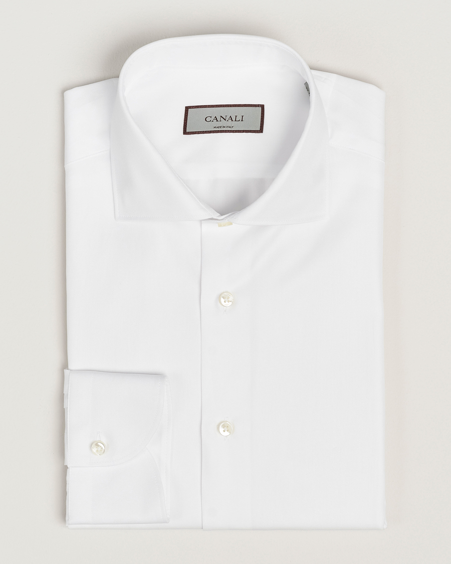Herre | Skjorter | Canali | Slim Fit Cotton Shirt White