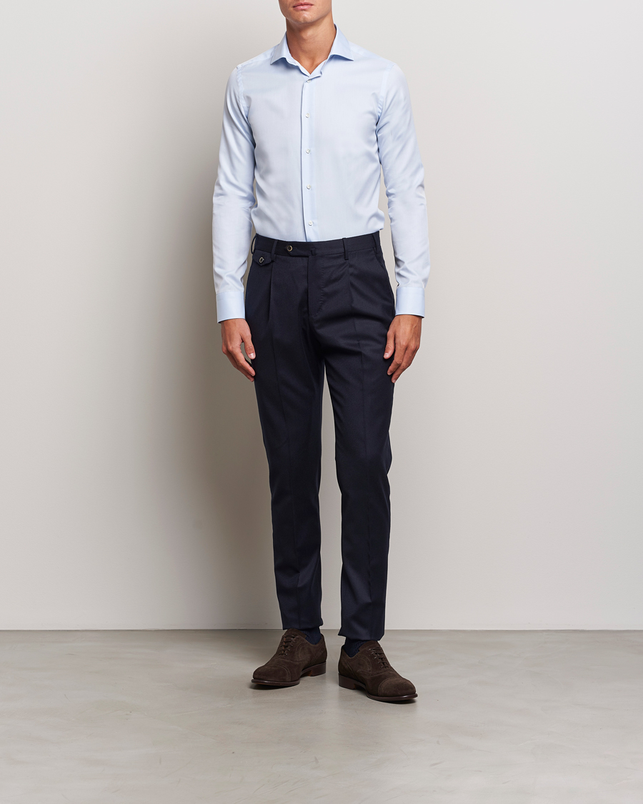 Herre | Skjorter | Canali | Slim Fit Cotton Shirt Light Blue