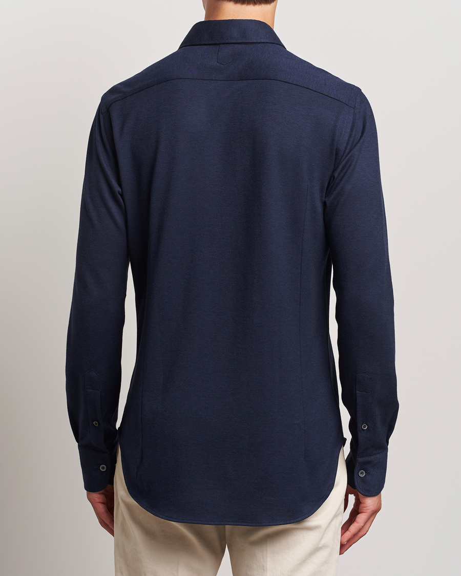 Herre | Skjorter | Canali | Slim Fit Stretch Piquet Shirt Navy