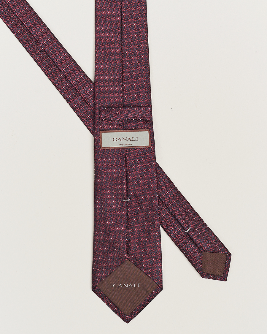 Herre | Canali Jacquard Silk Tie Burgundy | Canali | Jacquard Silk Tie Burgundy