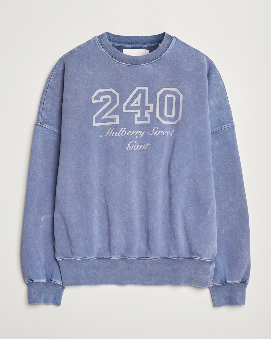 Herre | Trøjer | GANT 240 Mulberry Street | Vintage Washed Crew Neck Sweatshirt Dusty Blue Sea