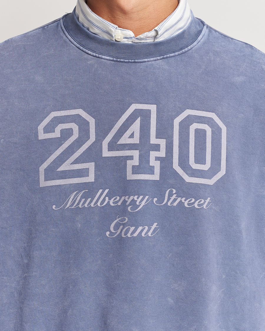 Herre | Trøjer | GANT 240 Mulberry Street | Vintage Washed Crew Neck Sweatshirt Dusty Blue Sea