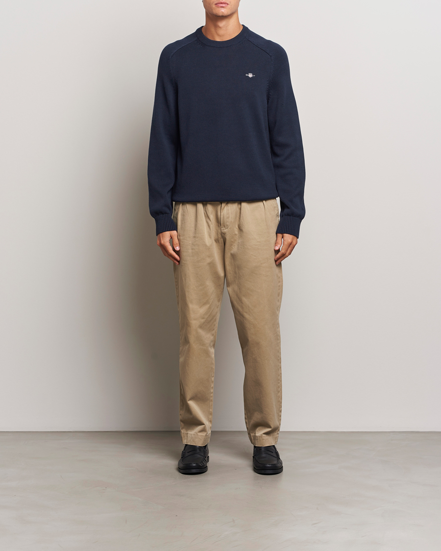 Herre | Trøjer | GANT | Casual Cotton Saddle C-neck Evening Blue