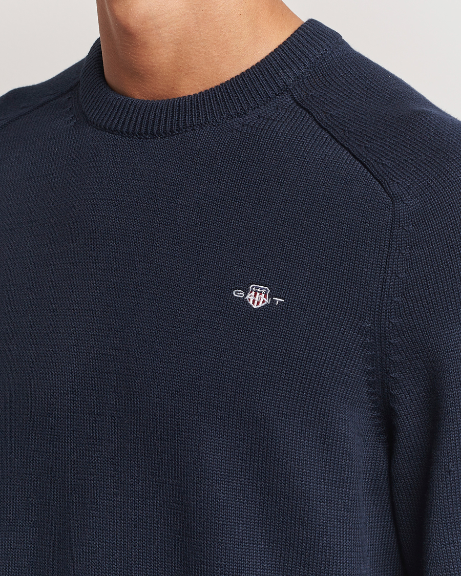 Herre | Trøjer | GANT | Casual Cotton Saddle C-neck Evening Blue