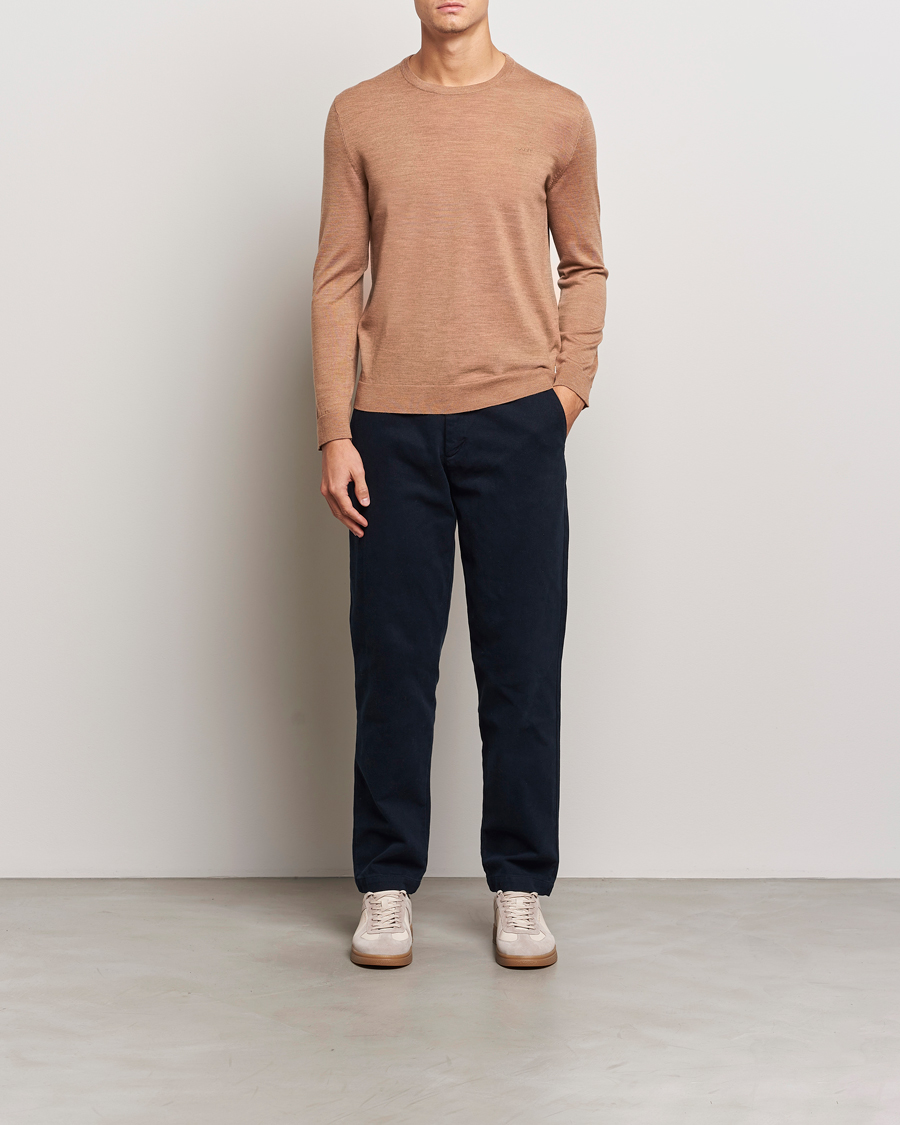 Herre | Trøjer | GANT | Extrafine Merino Wool C-Neck Dk Sand Melange