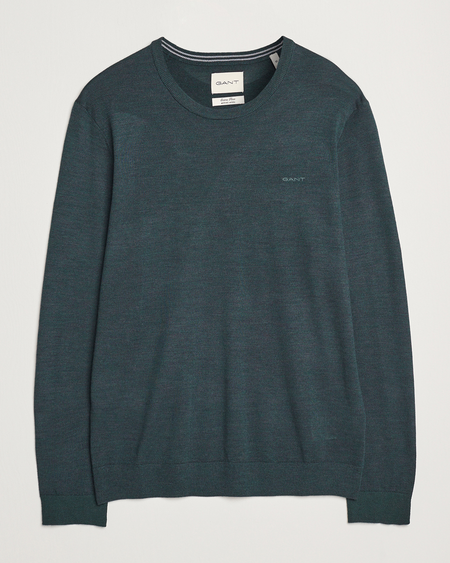Herre | Trøjer | GANT | Extrafine Merino Wool C-Neck Tartan Green