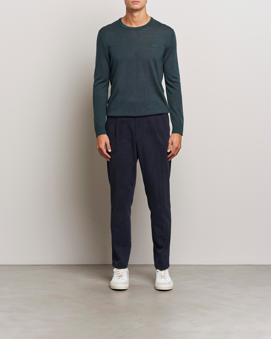 Herre | Trøjer | GANT | Extrafine Merino Wool C-Neck Tartan Green