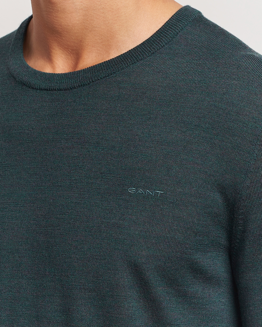 Herre | Trøjer | GANT | Extrafine Merino Wool C-Neck Tartan Green