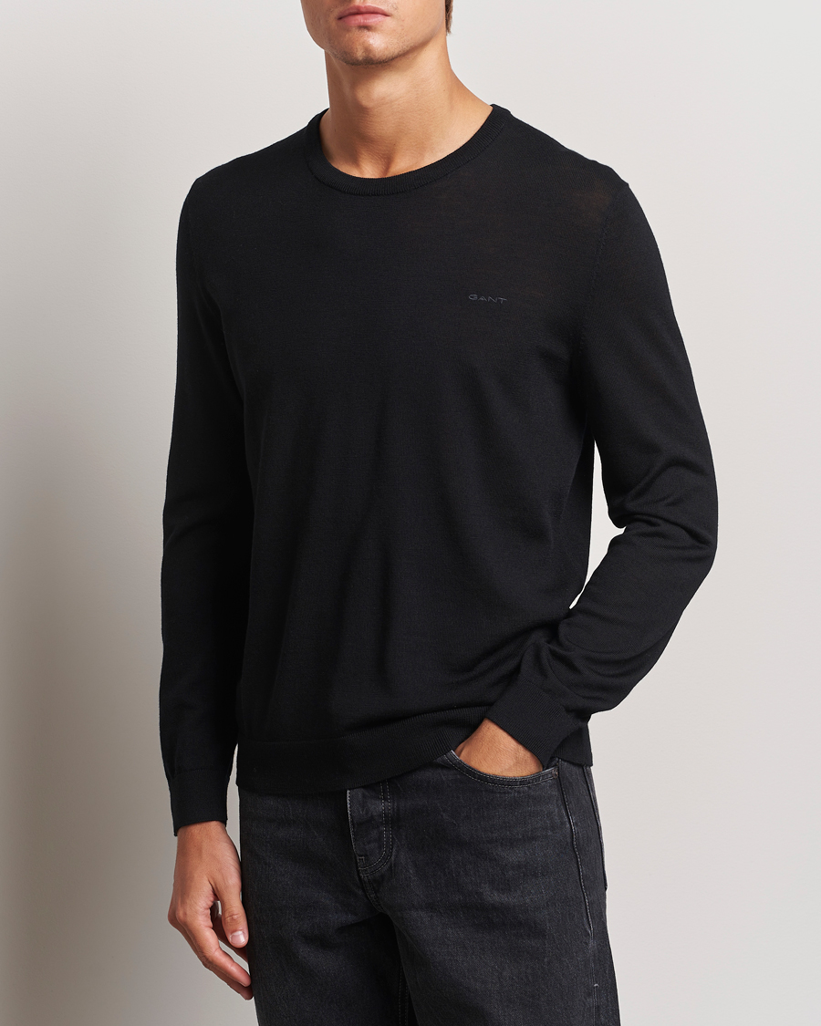 Herre | Trøjer | GANT | Extrafine Merino Wool C-Neck Black