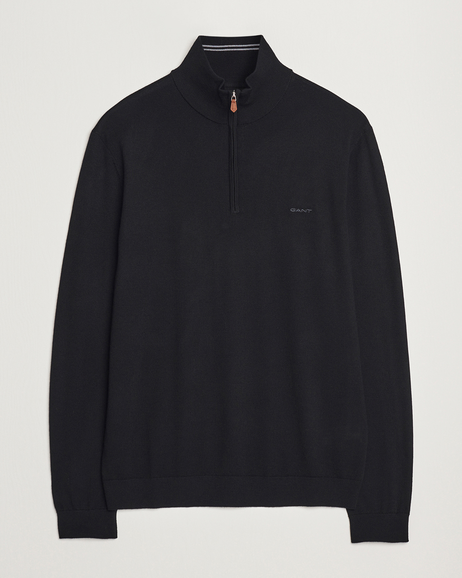 Herre | Trøjer | GANT | Extrafine Merino Wool Half Zip Black