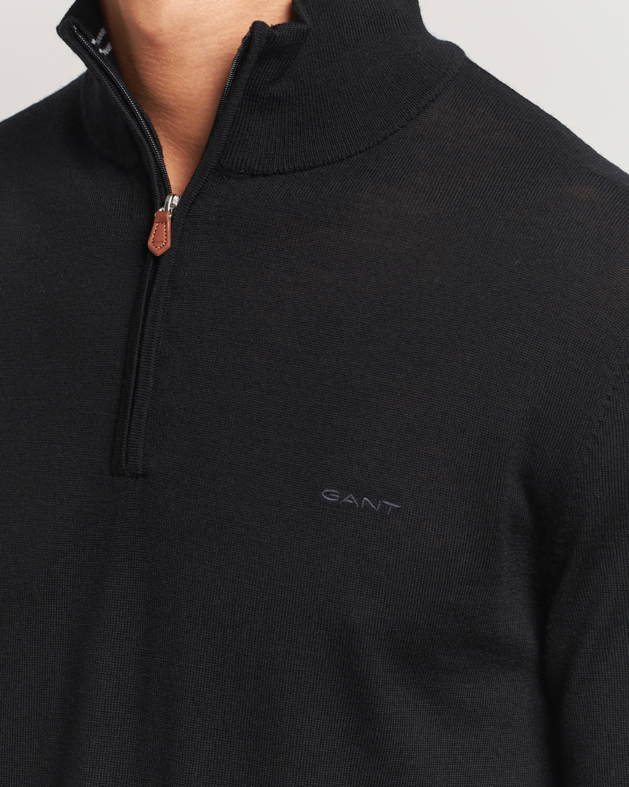 Herre | Trøjer | GANT | Extrafine Merino Wool Half Zip Black