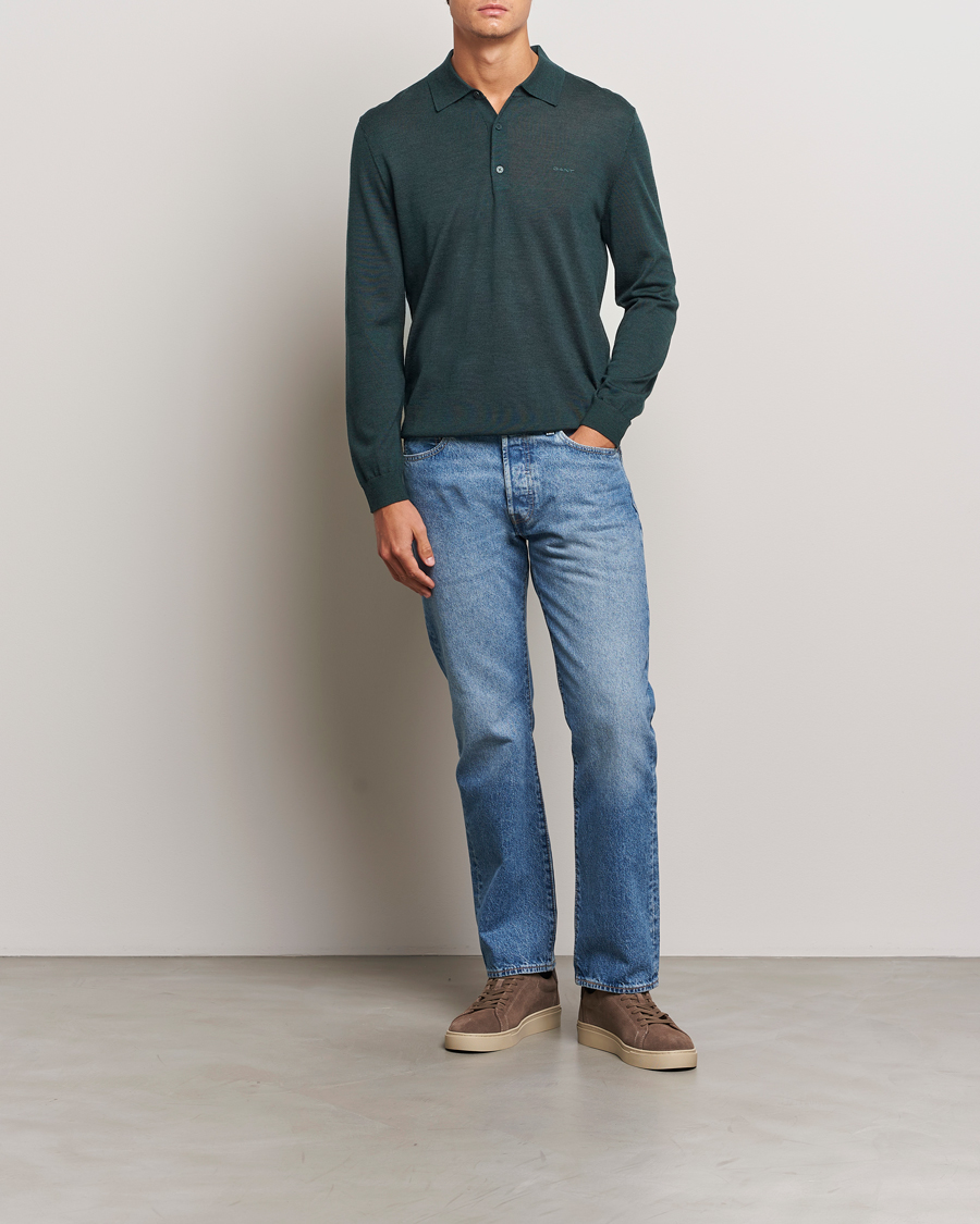 Herre | Trøjer | GANT | Extrafine Merino Wool Polo Tartan Green