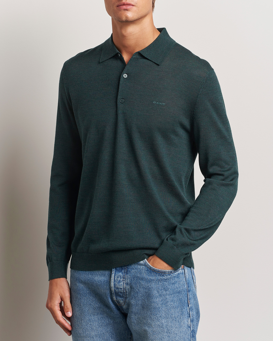 Herre | Trøjer | GANT | Extrafine Merino Wool Polo Tartan Green