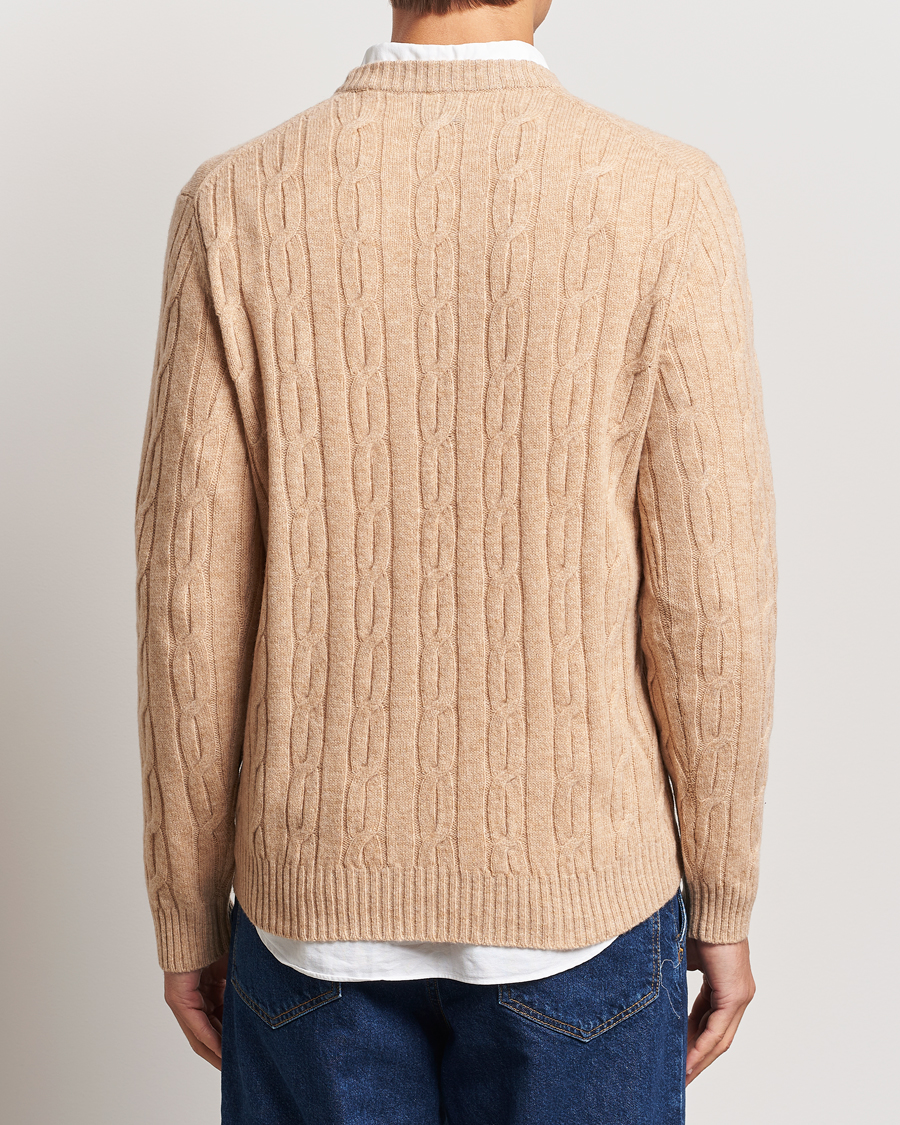 Herre | Trøjer | GANT | Lambswool Cable C-Neck Khaki Melange