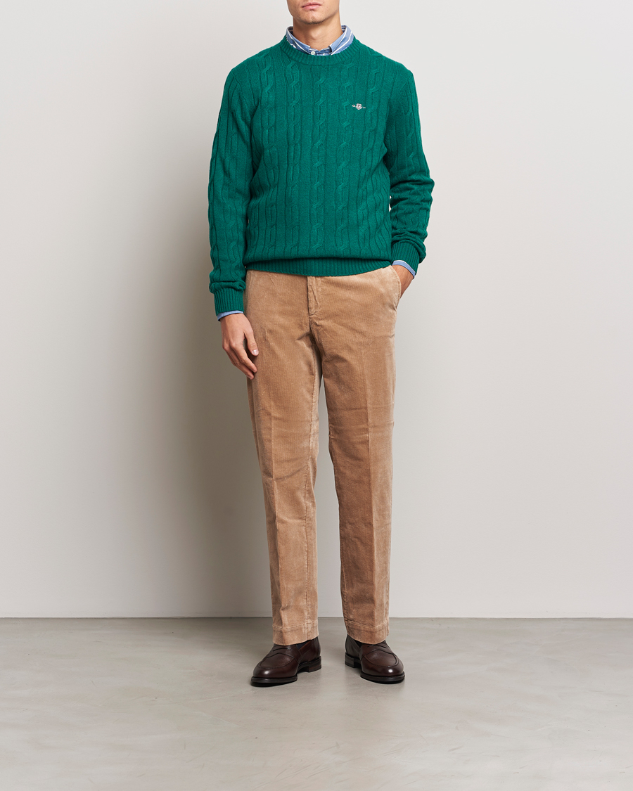 Herre | Trøjer | GANT | Lambswool Cable C-Neck Deep Forest Green