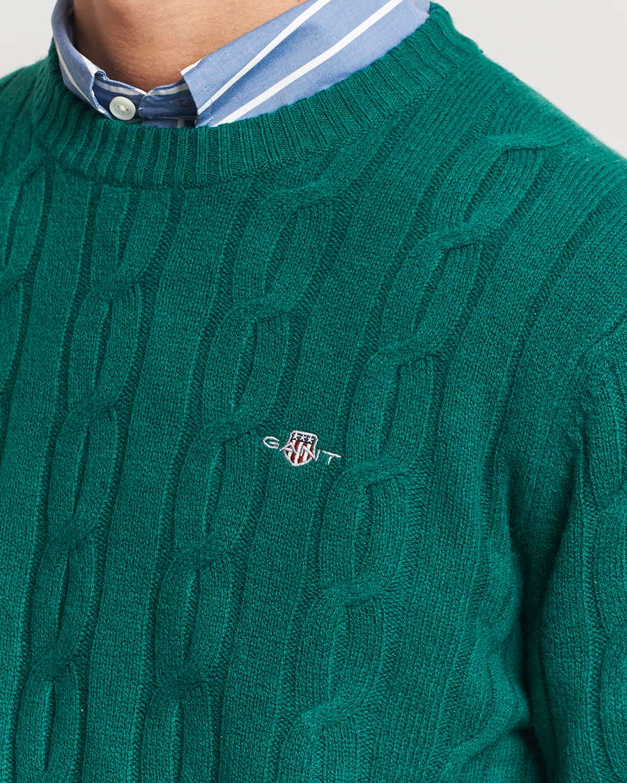 Herre | Trøjer | GANT | Lambswool Cable C-Neck Deep Forest Green