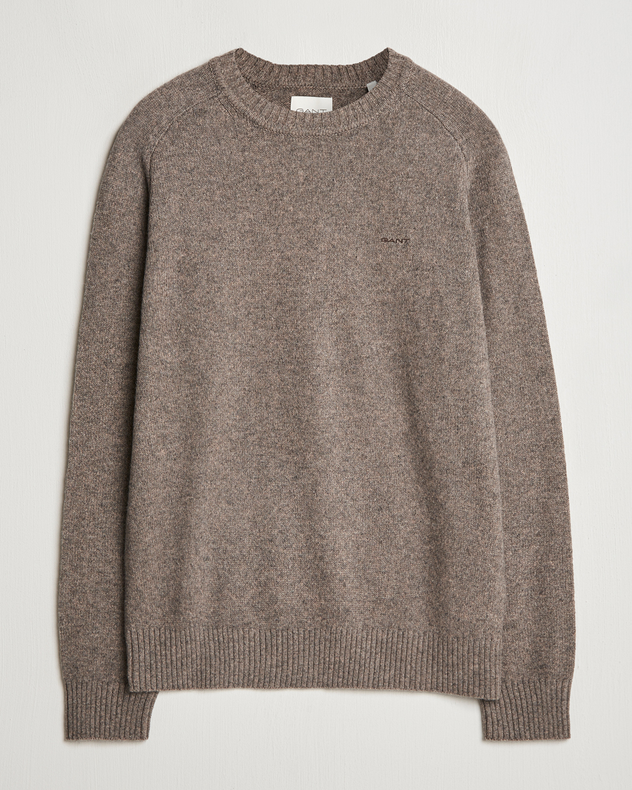 Herre | Trøjer | GANT | Wool Blend C-Neck Dark Hazelnut Melange