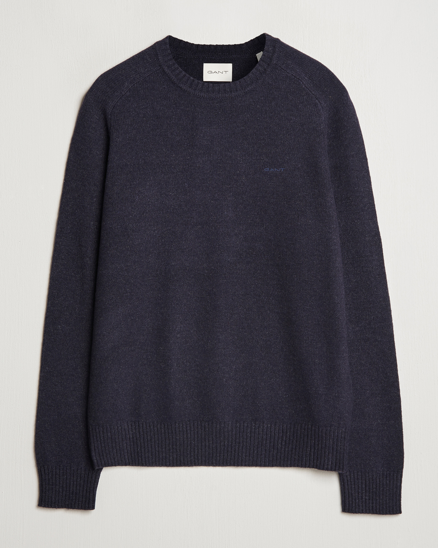 Herre | Trøjer | GANT | Wool Blend C-Neck Dark Navy Melange