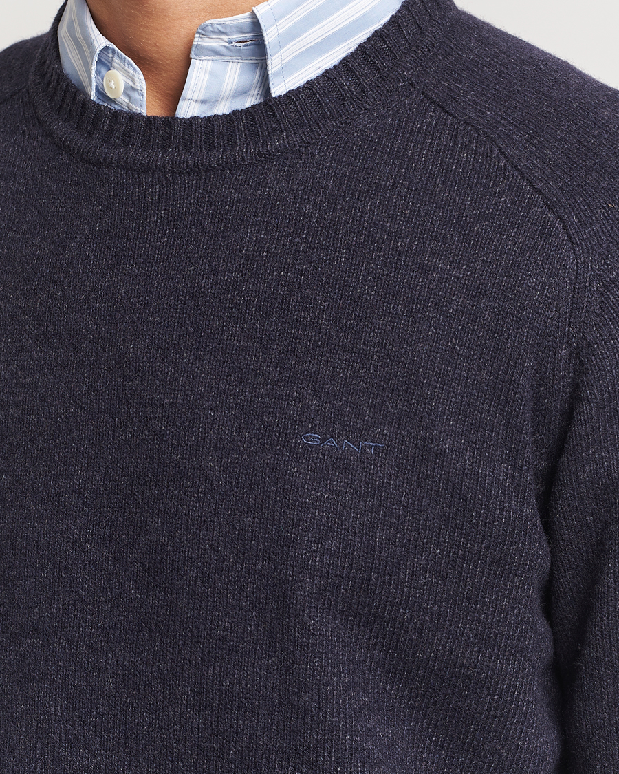 Herre | Trøjer | GANT | Wool Blend C-Neck Dark Navy Melange