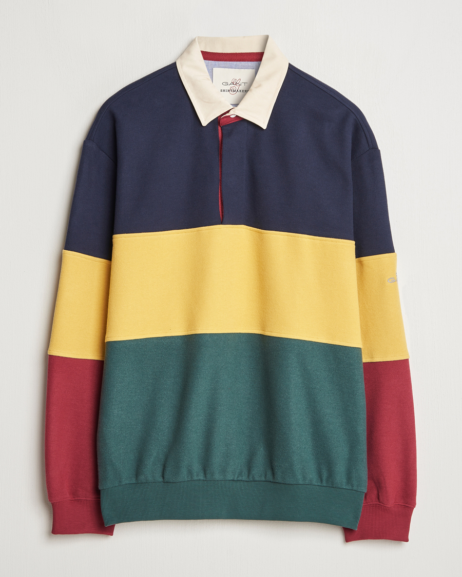Herre | Trøjer | GANT | Sweat Color Block Heavy Rugger Evening Blue