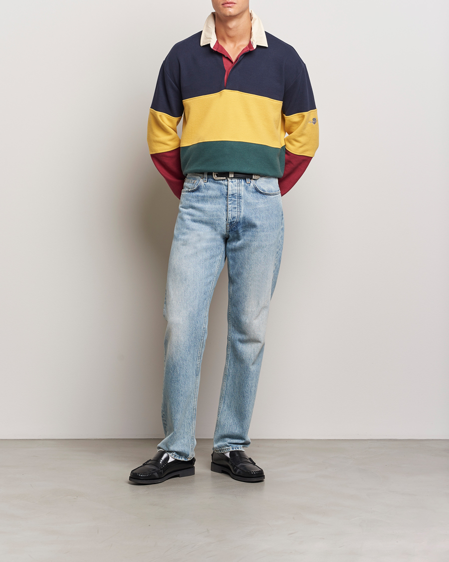 Herre | Trøjer | GANT | Sweat Color Block Heavy Rugger Evening Blue