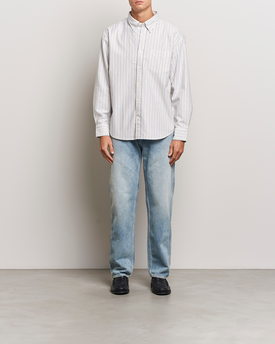 Herre | Skjorter | GANT | Rel Herigate Oxford Stripe Shirt Eggshell