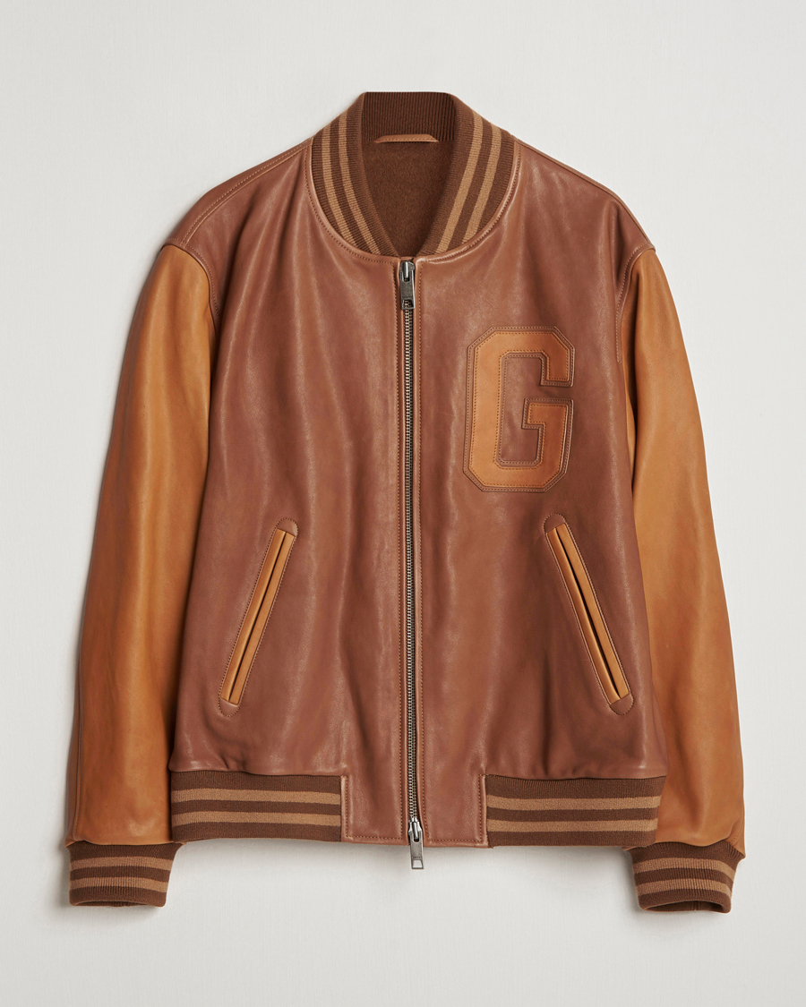 Herre | Jakker | Gant | Leather Varsity Jacket Brown Sugar