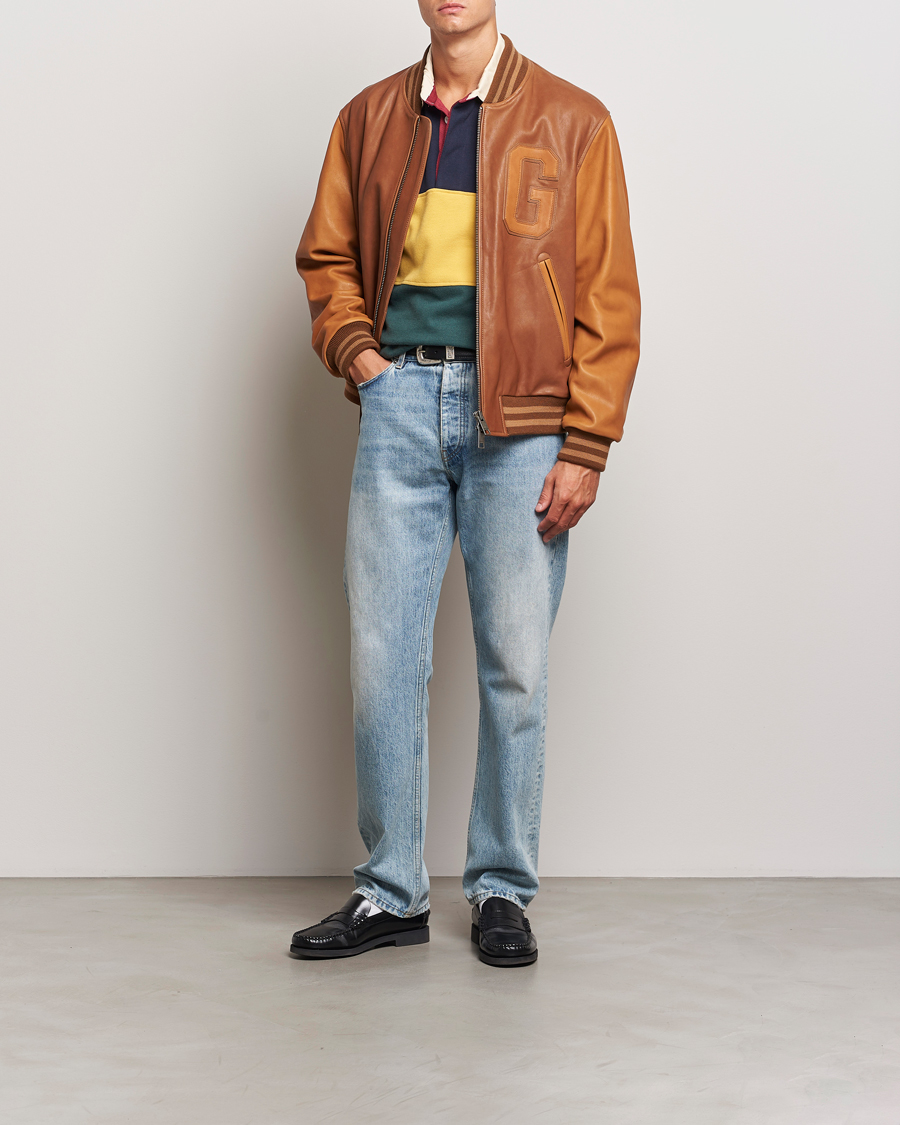 Herre | Jakker | Gant | Leather Varsity Jacket Brown Sugar