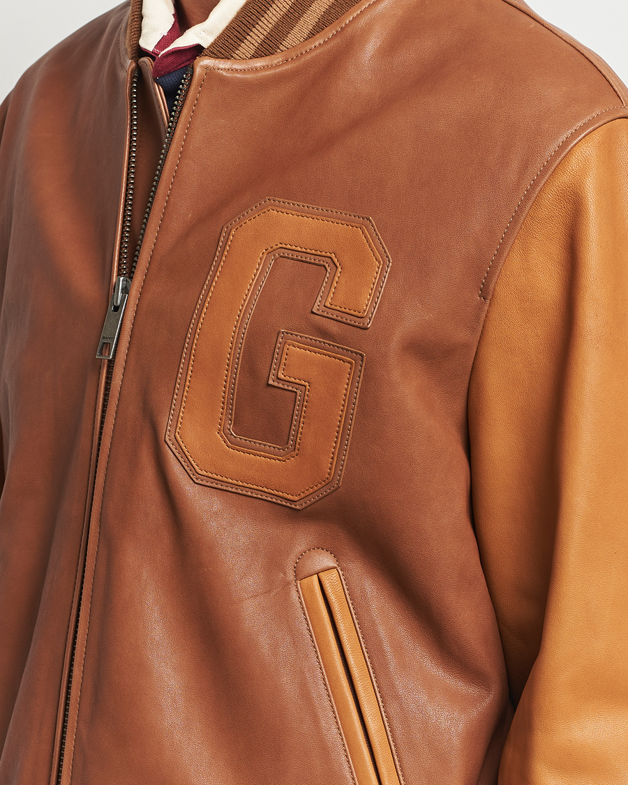 Herre | Jakker | Gant | Leather Varsity Jacket Brown Sugar
