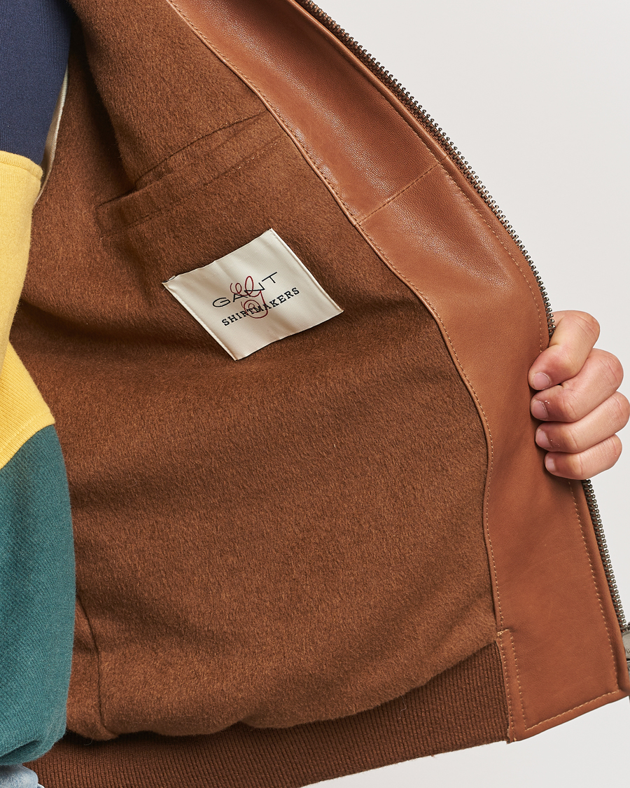 Herre | Jakker | Gant | Leather Varsity Jacket Brown Sugar