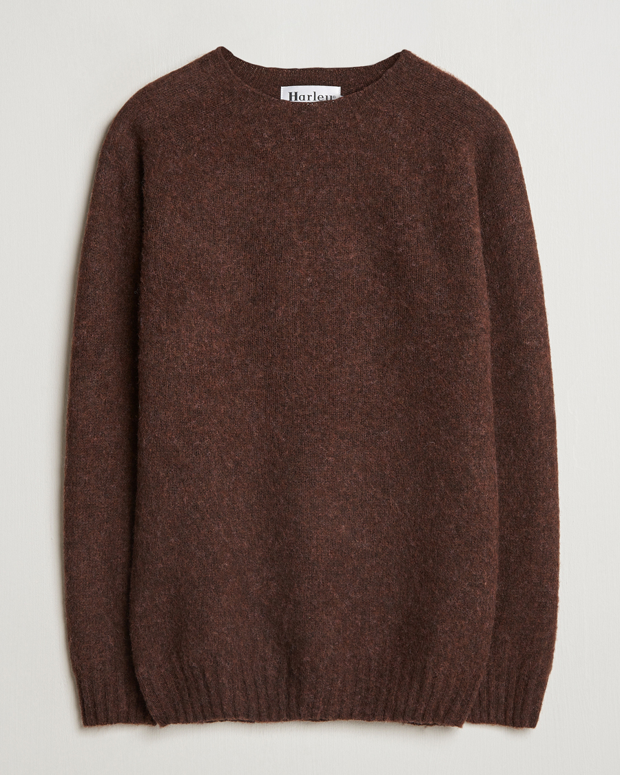 Herre | Trøjer | Harley Of Scotland | Brushed Supersoft Lambswool Crewneck Coffee