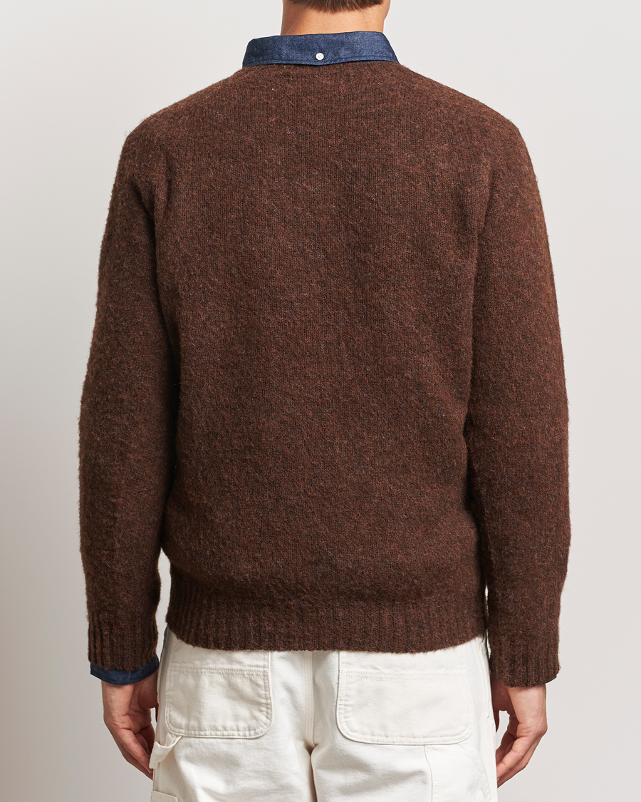 Herre | Trøjer | Harley Of Scotland | Brushed Supersoft Lambswool Crewneck Coffee