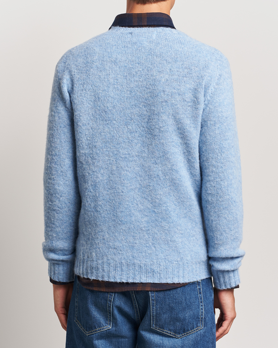 Herre | Trøjer | Harley Of Scotland | Brushed Supersoft Lambswool Crewneck Ice Sea