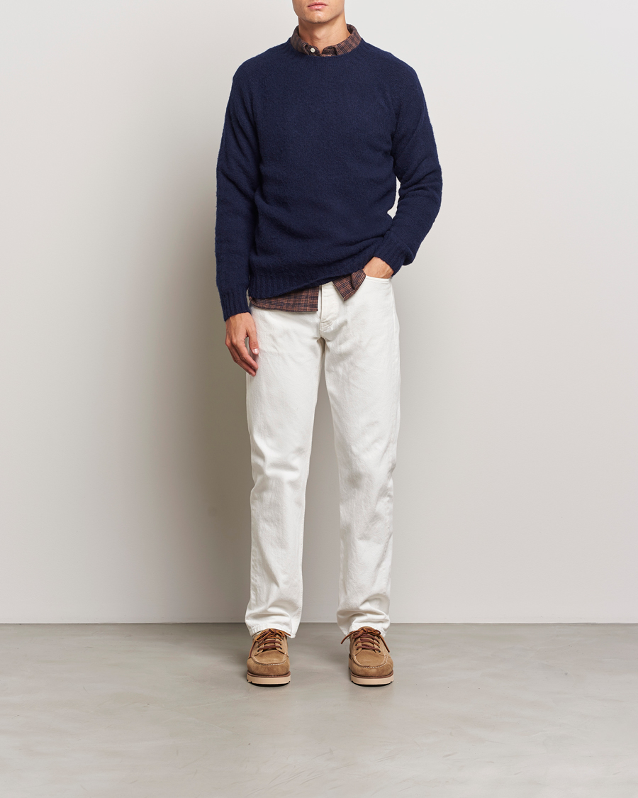 Herre | Trøjer | Harley Of Scotland | Brushed Supersoft Lambswool Crewneck Navy