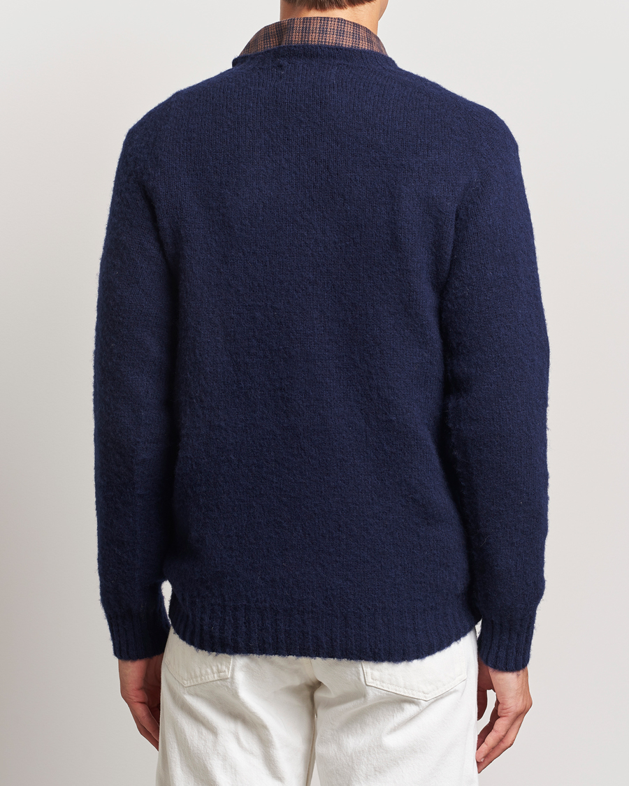 Herre | Trøjer | Harley Of Scotland | Brushed Supersoft Lambswool Crewneck Navy