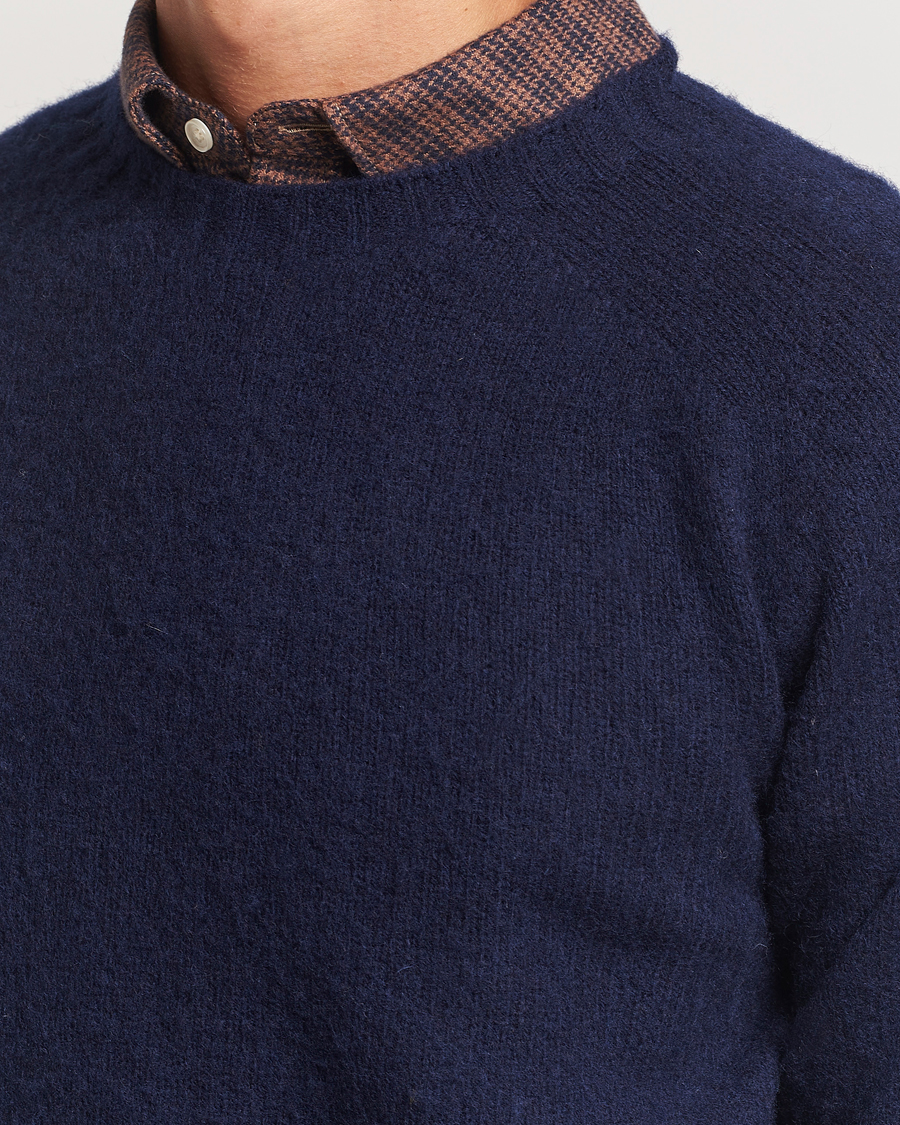 Herre | Trøjer | Harley Of Scotland | Brushed Supersoft Lambswool Crewneck Navy
