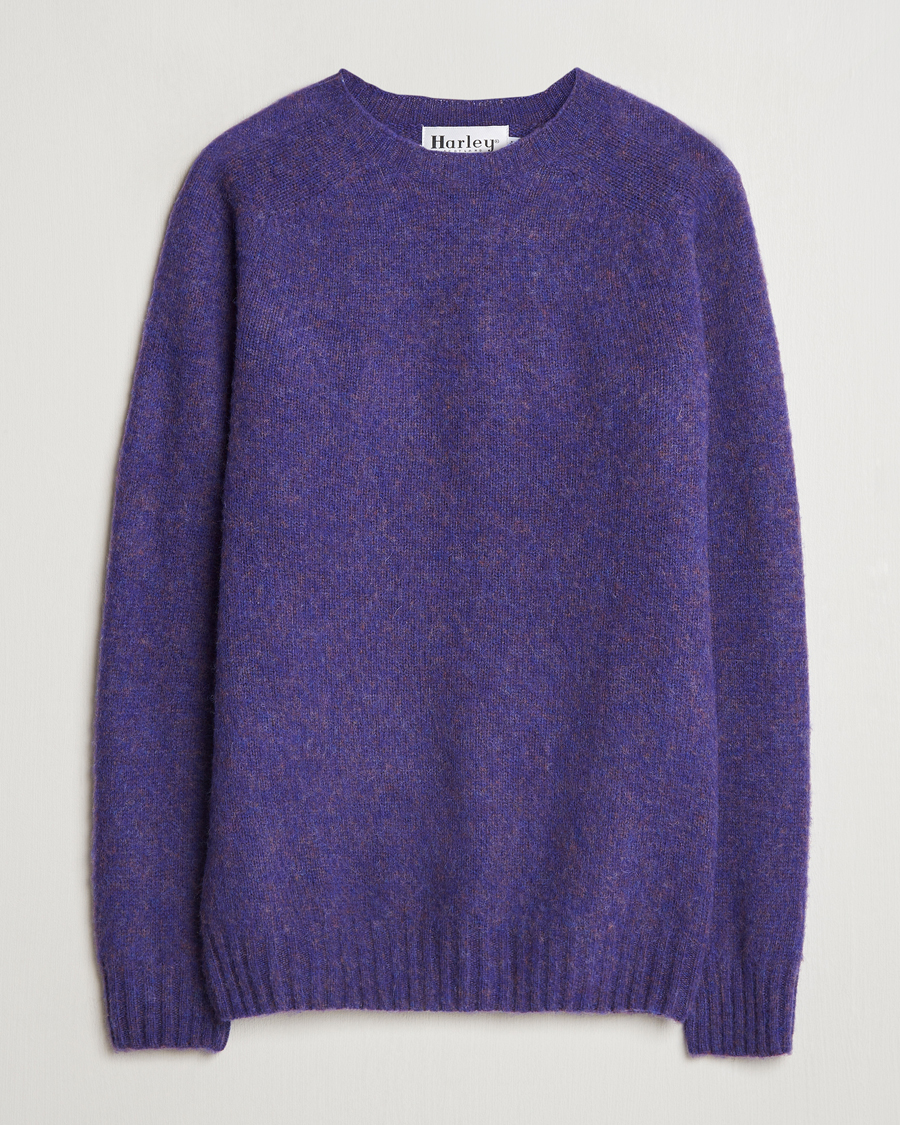 Herre | Trøjer | Harley Of Scotland | Brushed Supersoft Lambswool Crewneck Royal Violet