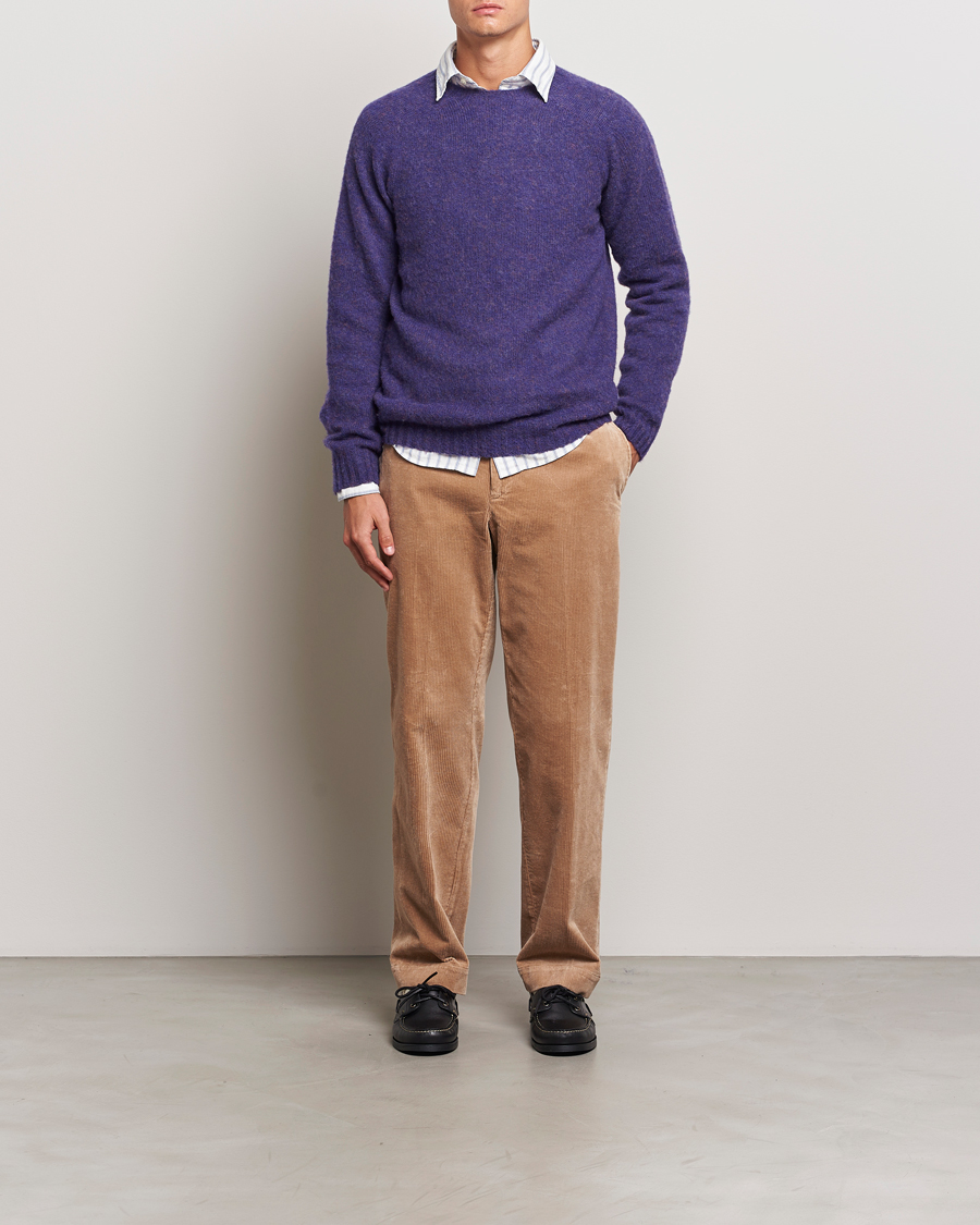 Herre | Trøjer | Harley Of Scotland | Brushed Supersoft Lambswool Crewneck Royal Violet