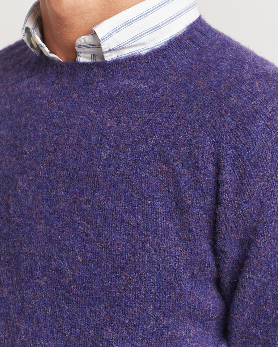 Herre | Trøjer | Harley Of Scotland | Brushed Supersoft Lambswool Crewneck Royal Violet