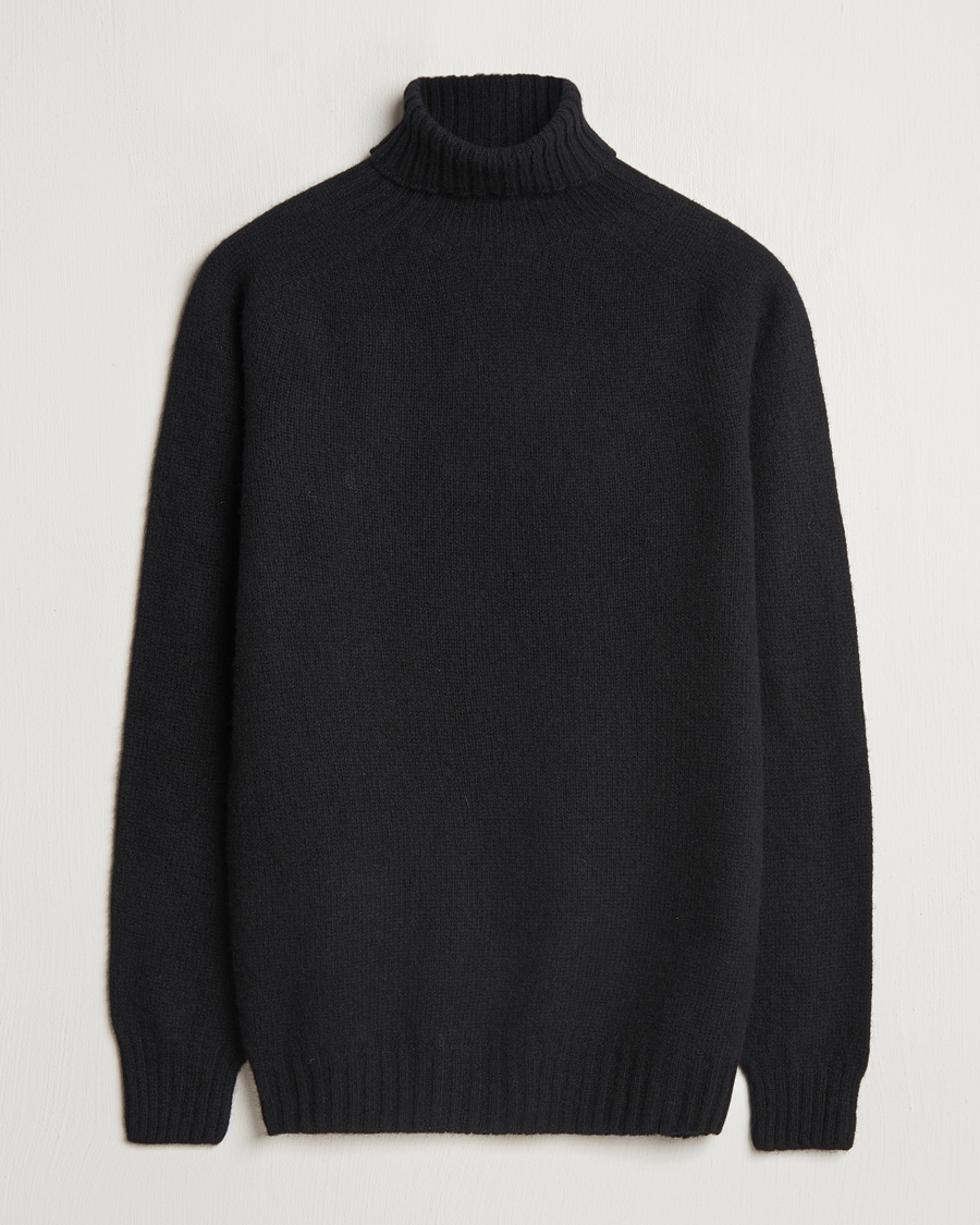 Herre | Trøjer | Harley Of Scotland | Supersoft Lambswool Rollneck Black