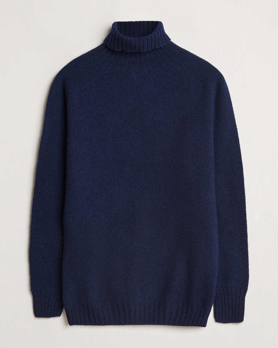 Herre | Trøjer | Harley Of Scotland | Supersoft Lambswool Rollneck Navy