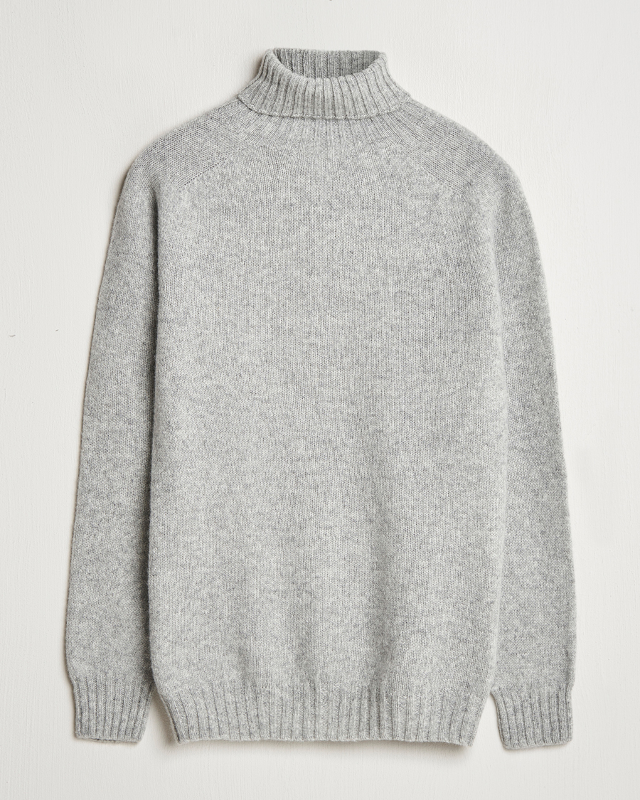 Herre | Trøjer | Harley Of Scotland | Supersoft Lambswool Rollneck Silver Grey
