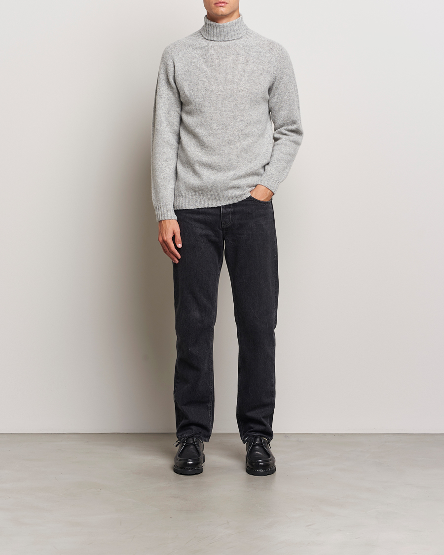 Herre | Trøjer | Harley Of Scotland | Supersoft Lambswool Rollneck Silver Grey