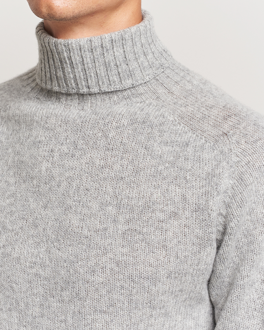 Herre | Trøjer | Harley Of Scotland | Supersoft Lambswool Rollneck Silver Grey