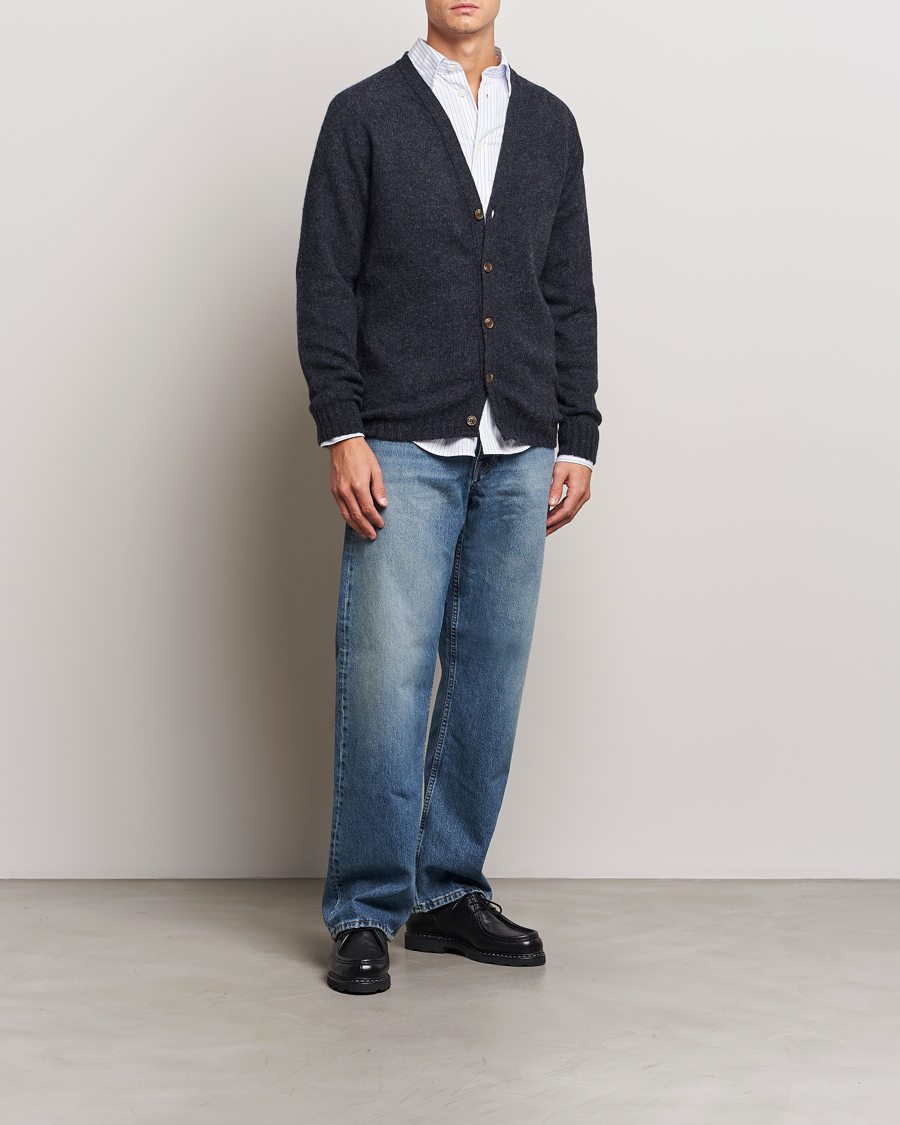 Herre | Trøjer | Harley Of Scotland | Supersoft Lambswool Cardigan Charcoal